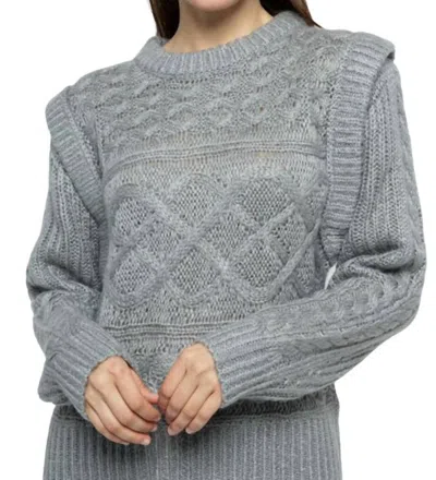 Merci Cable Knit Extended Shoulder Sweater In Grey