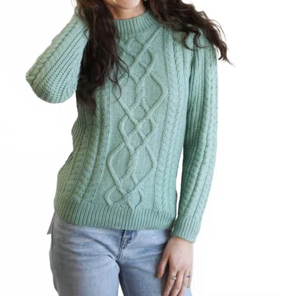 Merci Cable Knit Sweater In Rosemary Green