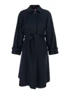 Merci Belted-detail Coat In Blue