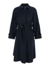 Merci Belted-detail Coat In Blue