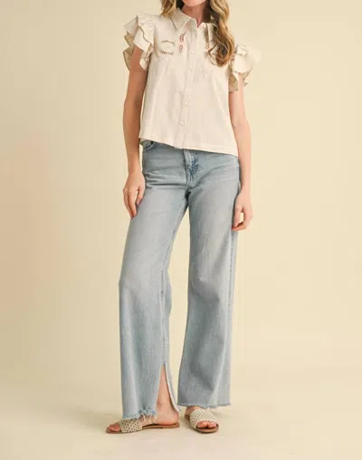 Merci Carrie Top In Natural In White