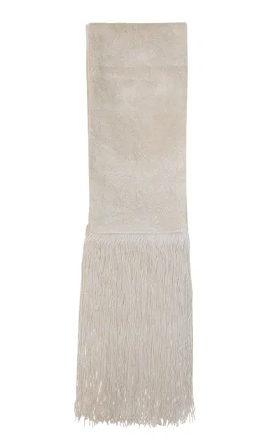 Merci C'est Vintage Woven Silk Scarf In White