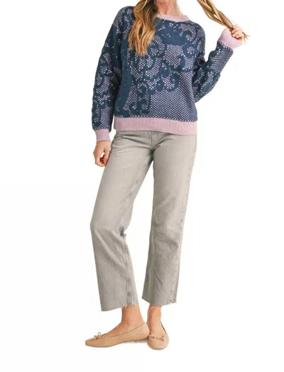 Merci Chantilly Pullover In Dusty Blue In Multi