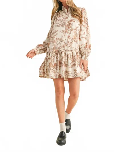 Merci Charlotte Drop Waist Mini Dress In Cocoa Brown