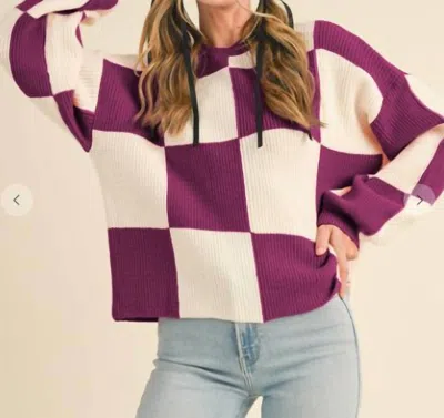 Merci Checkered Sweater In Magenta In Pink