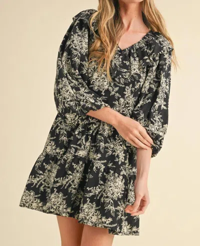 Merci Christina Dress In Black And Cream In Green
