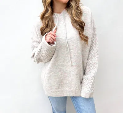 Merci Christmas Everywhere Cable Sleeve Pullover In Candy Pink H Grey In Multi