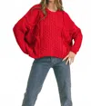 Merci Christy Ribbed Crew Sweater In Red In Red