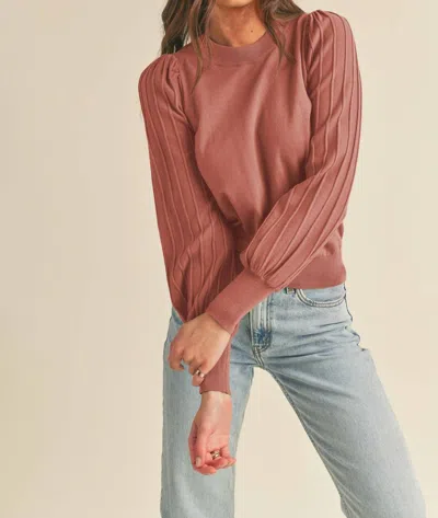 Merci Classic Stripe Texture Pullover Top In Honey Ginger In Pink