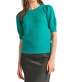 Merci Clea Short Sleeve Sweater In Aquamarine In Blue