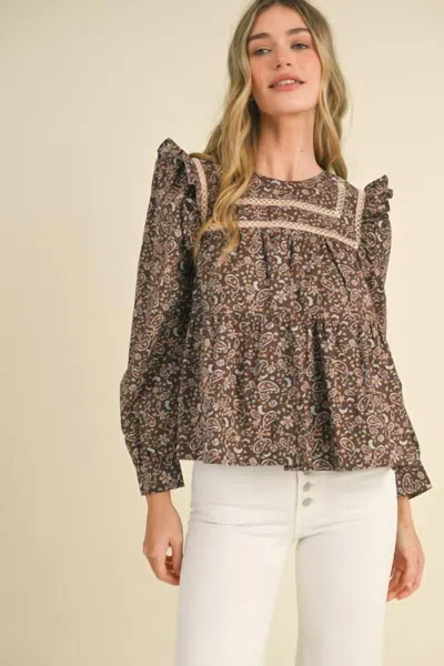 Merci Coco Floral Top In Brown In Multi