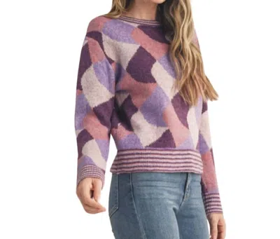 Merci Colorful Abstract Knit Sweater In Purple