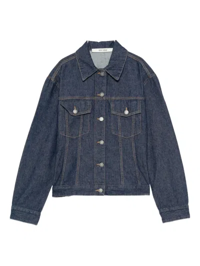 Merci Contrast-stitching Denim Jacket In Blue