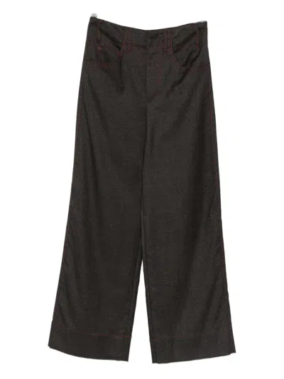 Merci Contrast-stitching Pants In Gray