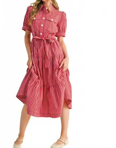 Merci Cora Stripe Shirt Dress In Red