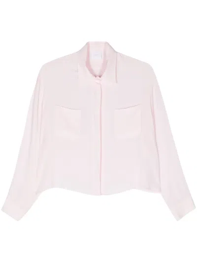 Merci Crepe Cropped Shirt In Pink