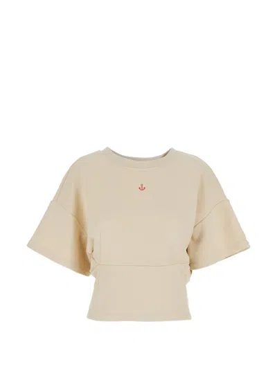 Merci Cropped T-shirt In Neutral