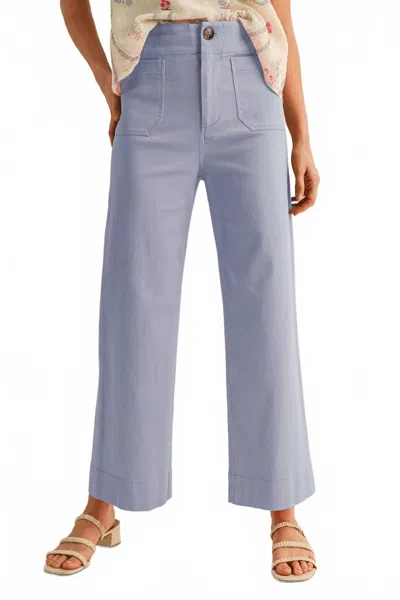 Merci Cropped Wide-leg High Rise Pants In Corn Flower In Blue
