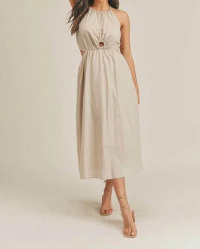 Merci Cut Out Midi Dress In Almond