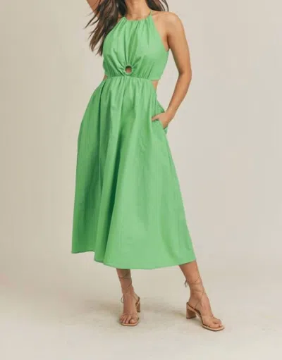 Merci Cut Out Midi Dress In Green