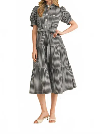 Merci Debbie Dress In Black And White Stripe In Multi