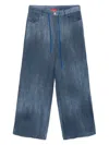 Merci Denim-print Trousers In Blue