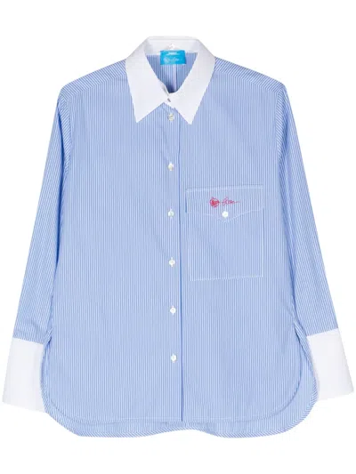 Merci Detachable-collar Striped Shirt In White