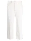 Merci Distressed-effect Cropped Trousers In Neutrals
