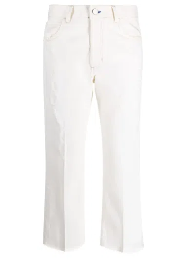 Merci Distressed-effect Cropped Trousers In Neutrals