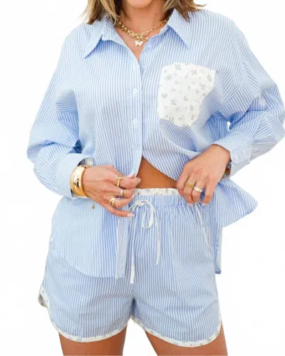Merci Ditsy Floral Short Set In Blue
