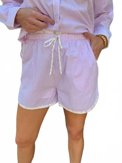 Merci Ditsy Floral Short Set In Striped Pink In Multi