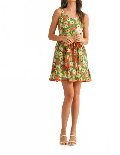 Merci Dixie Floral Mini Dress In Green