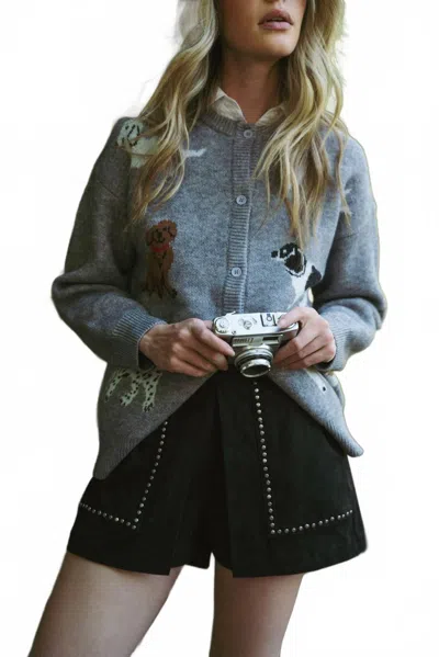 Merci Dog Knit Cardigan In Grey In Blue