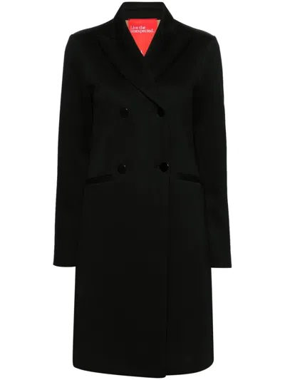 Merci Double-breasted Coat In Black