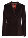 Merci Double-breasted Jacket In Burgundy