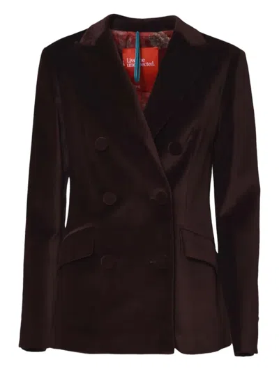 Merci Double-breasted Jacket In Burgundy