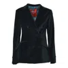 Merci Double-breasted Tailored Blazer With Velvet Texture In Black