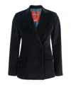 Merci Double-breasted Tailored Blazer With Velvet Texture In Black