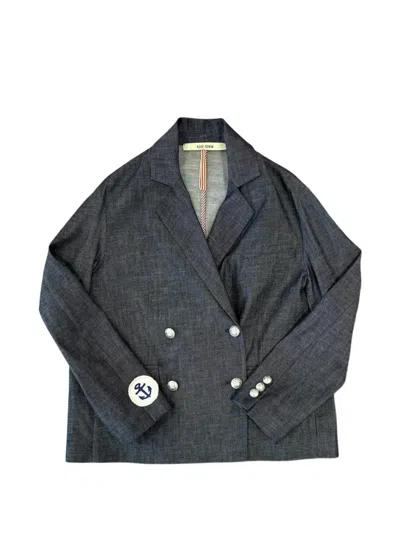 Merci Double-breasted Anchor-patch Jacket In Blue