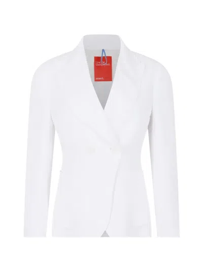 Merci Double-breasted Peak-lapel Jacket In White