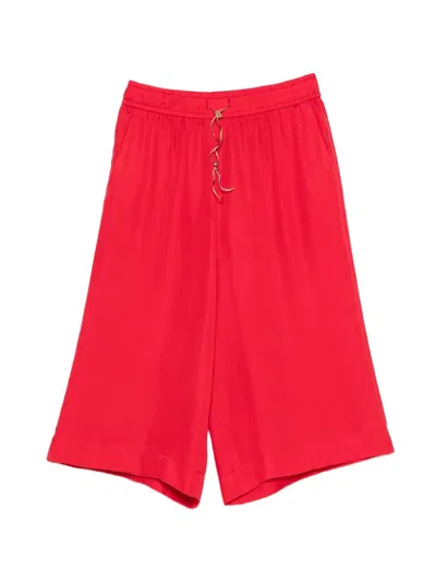 Merci Drawstring Cropped Trousers In Red