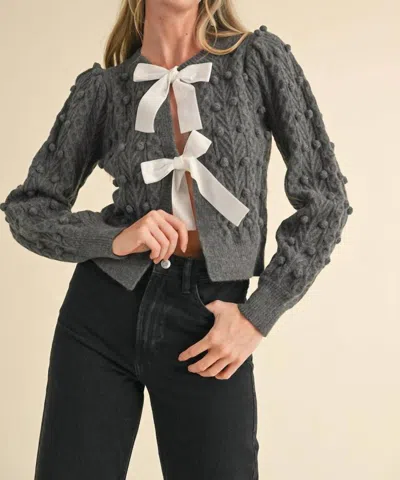 Merci Dreamy Bow Cardigan In Gray In Grey