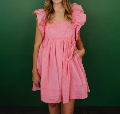 Merci Emily Flutter Sleeve Mini Dress In Pink