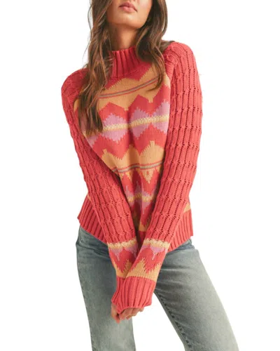 Merci Faire Isle Turtleneck Sweater In French Pink Multi