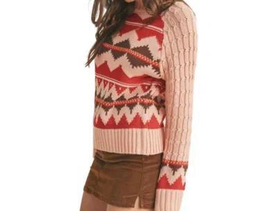 Merci Faire Isle Turtleneck Sweater In Peach Multi In Orange