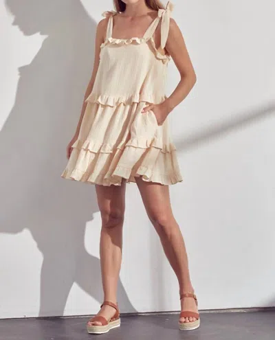 Merci Faith Tiered Mini Dress In Natural In White