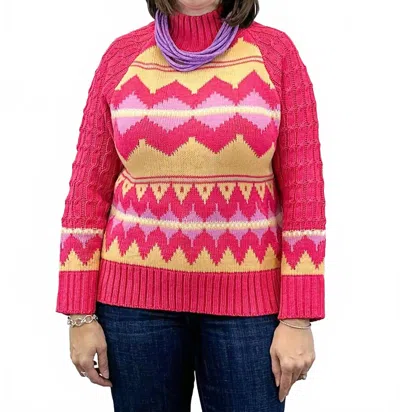 Merci Fireside Fair Isle Sweater In French Pink In Multi