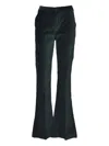 Merci High-waisted Fitted Flared Trousers With Polished Finish In Green