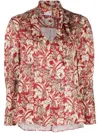 Merci Floral Print Long-sleeved Blouse In Red