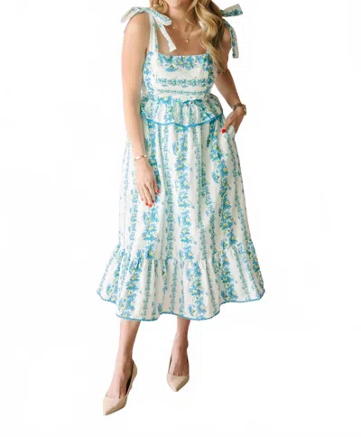 Merci Floral Print Midi Dress In Blue